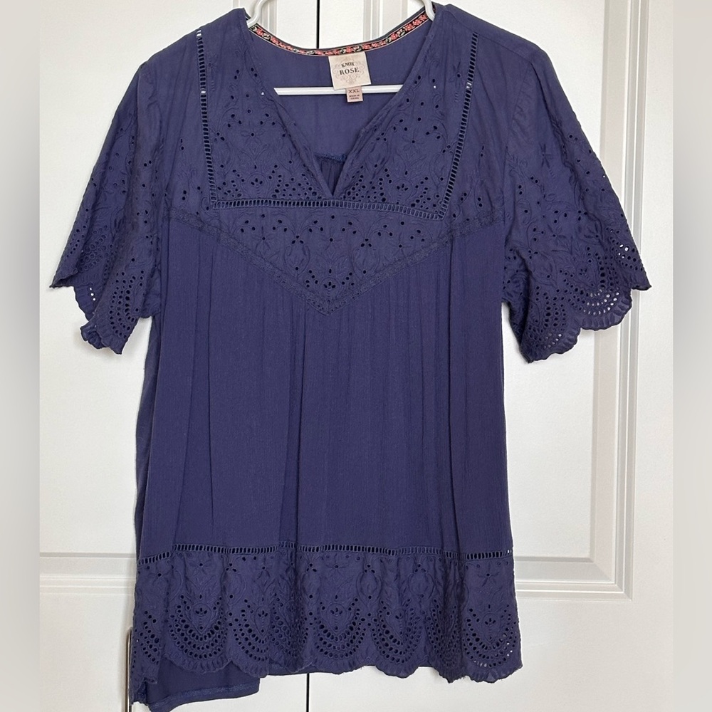 Knox Rose Women's Blue Cotton Blouse